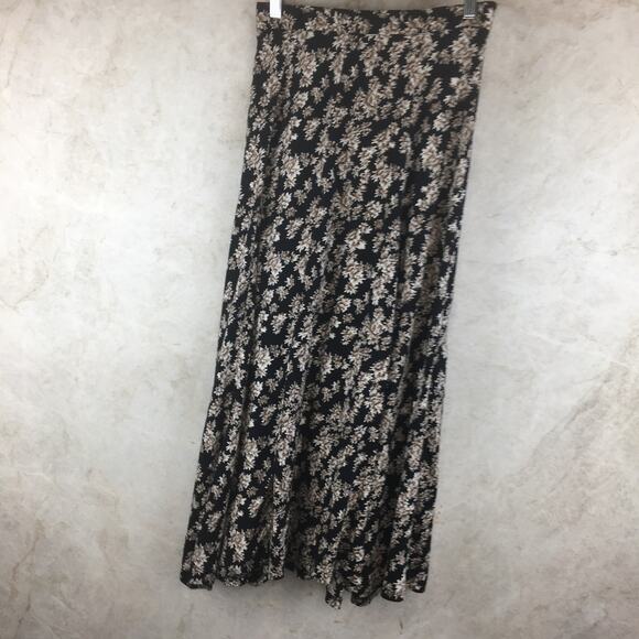 Vintage Studio Black and Tan Floral Maxi-Skirt Size Large - Picture 3 of 14